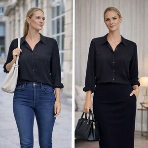 Who What Wear Black Sheer Blouse